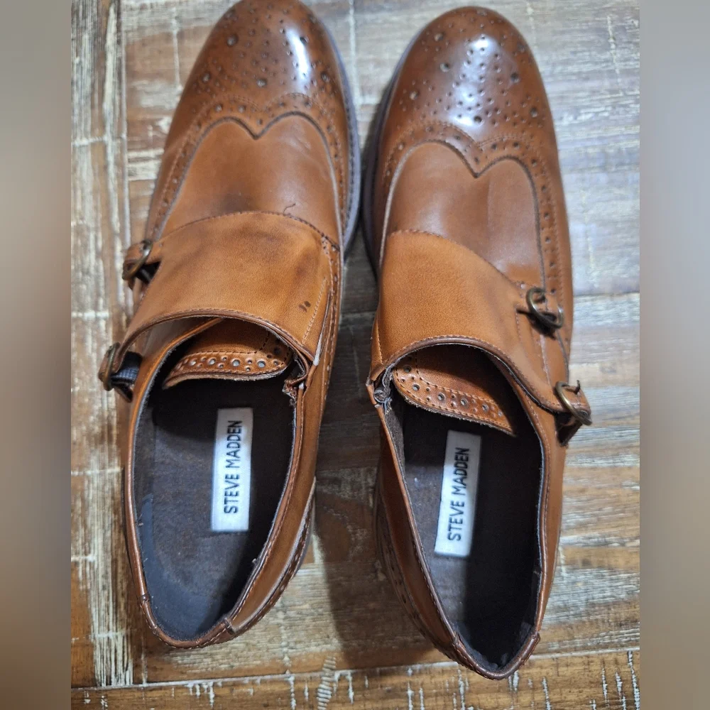 Steve Madden Men's Dress‎ Shoes Brown Color Size 9.5 Leather Upper